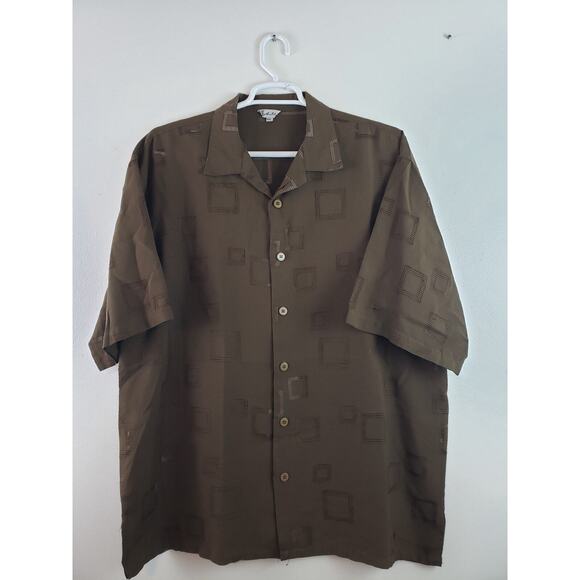 (J5) Vintage Maltos Men's Shirt Size XXL Button Down Embroidery Brown Sheer - Picture 1 of 7